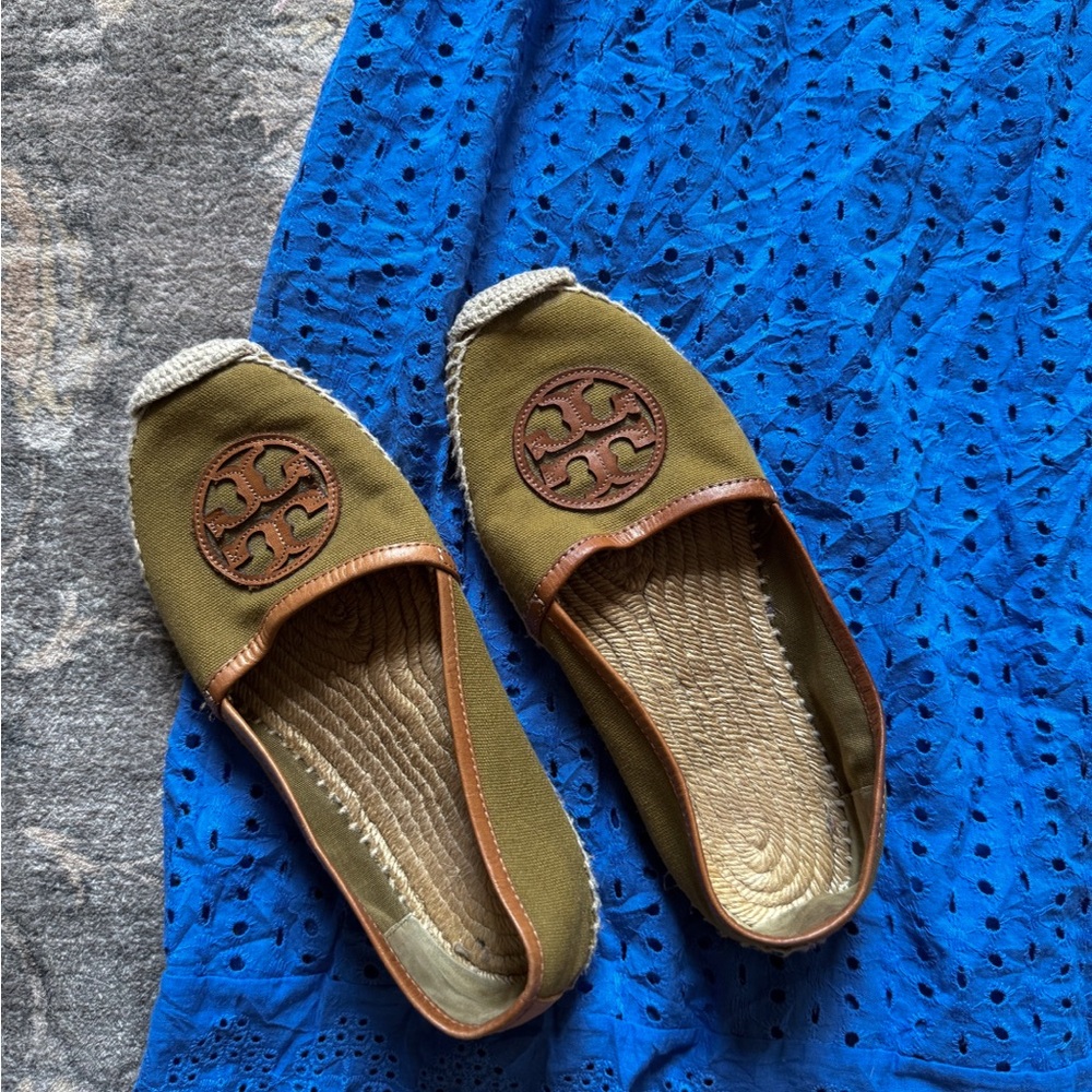 Tory Burch Green Espadrille Shoes